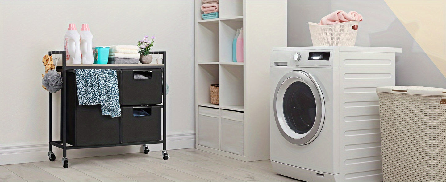3-Compartment Rolling Laundry Sorter with Removable Bags and Top Shelf – Heavy-Duty Metal Frame, Space-Saving Hamper for Bathroom, Laundry Room, or Dorm