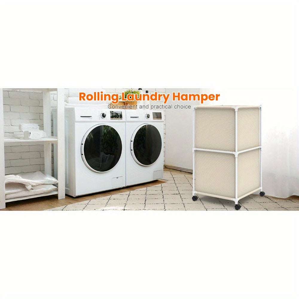 Ebeneze Rolling Laundry Hamper with Lid – Large Capacity Fabric Hamper with Wheels & Metal Frame for Bedroom, Bathroom & Laundry Room