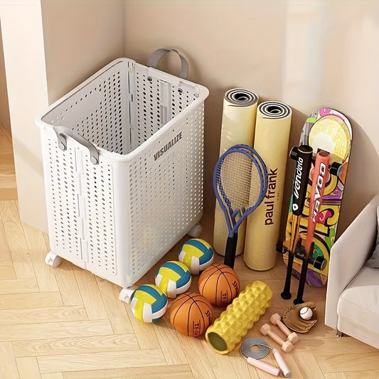 Large Rolling Laundry Cart with Lid – Multi-Use Plastic Storage Bin with Handles for Clothes, Baby Supplies & Accessories