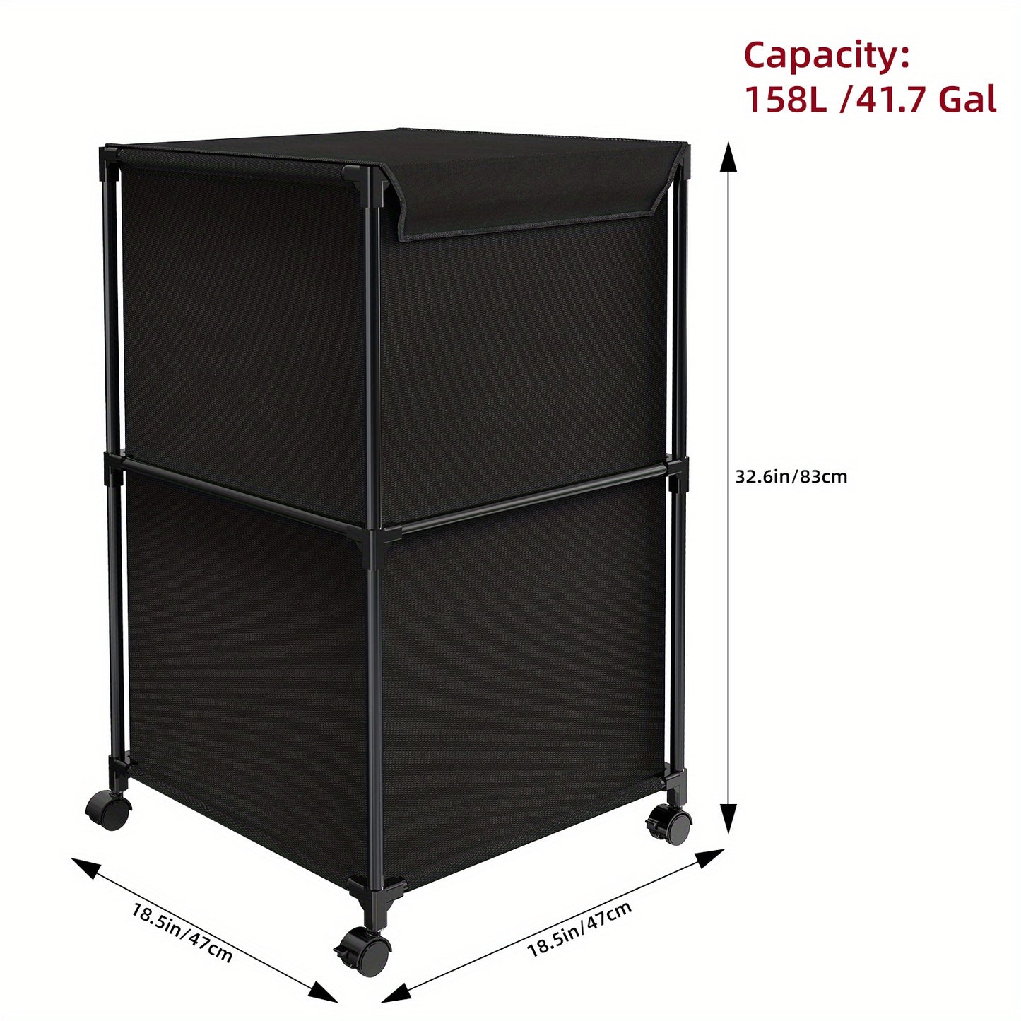 Ebeneze Rolling Laundry Hamper with Lid – Large Capacity Fabric Hamper with Wheels & Metal Frame for Bedroom, Bathroom & Laundry Room