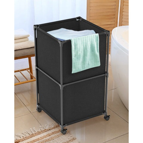 Ebeneze Rolling Laundry Hamper with Lid – Large Capacity Fabric Hamper with Wheels & Metal Frame for Bedroom, Bathroom & Laundry Room