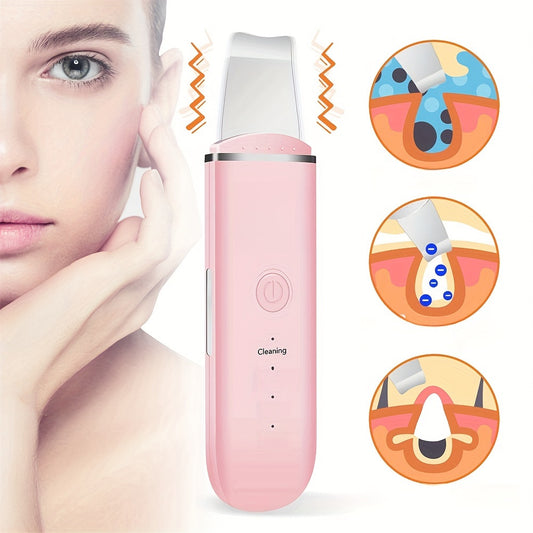 Ultrasonic Skin Scrubber – 4-Mode Facial Cleansing Tool with Blackhead Remover, Exfoliator & 2 Silicone Covers, USB Rechargeable