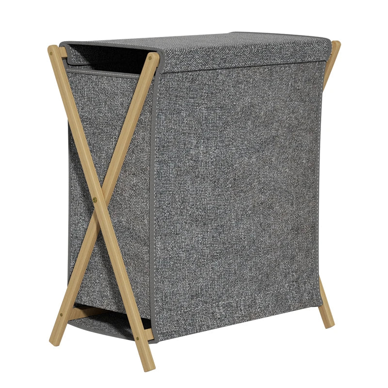Foldable Bamboo Laundry Hamper with Lid – Dirty Clothes Organizer with Handles for Home, Hotel & Storage Use