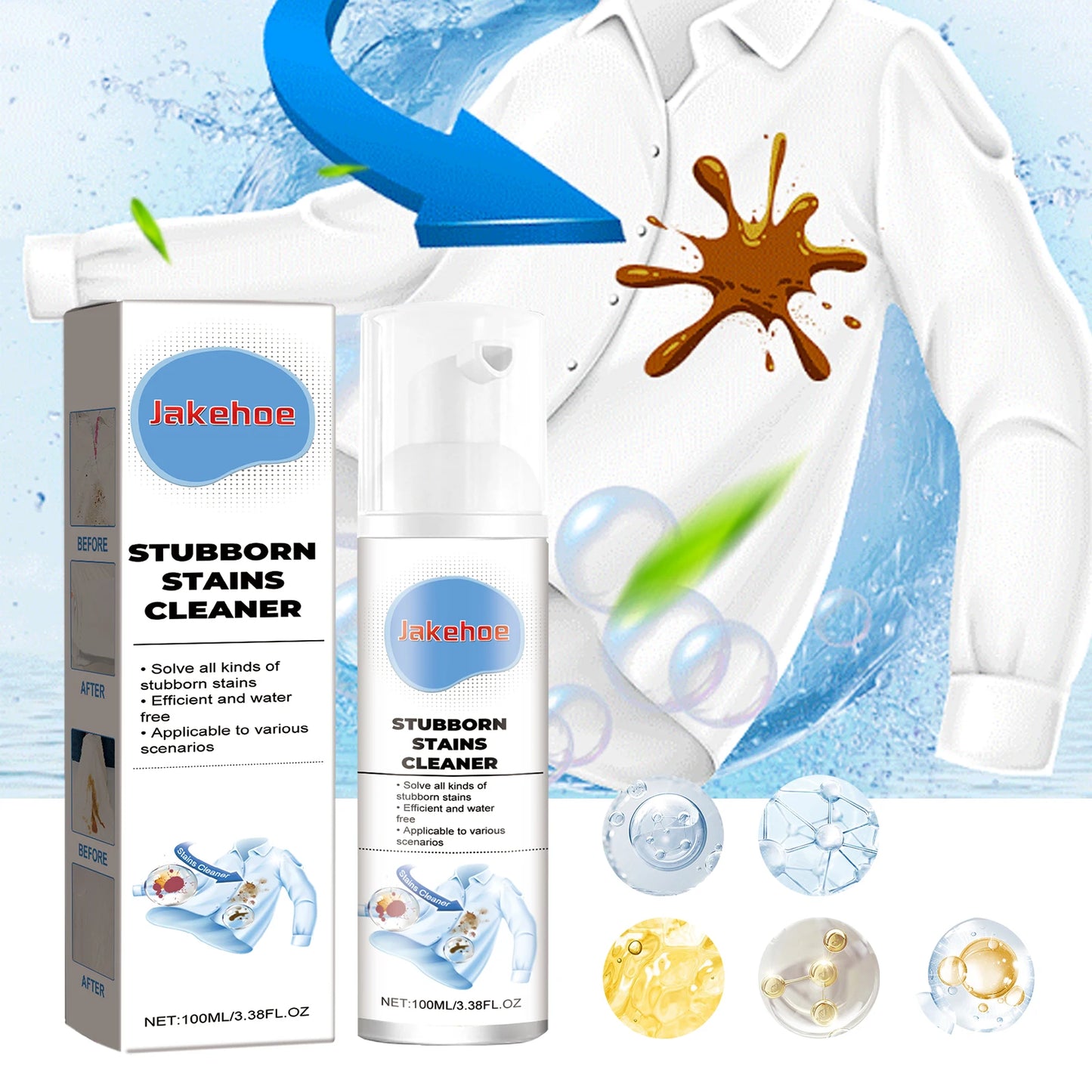 100ml Active Enzyme Laundry Stain Remover – Powerful Detergent for White Shirts, Coffee, Oil & Grease