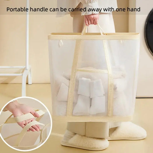 Foldable Mesh Laundry Hamper – Lightweight, Freestanding, Space-Saving Clothes Basket for Bedroom or Toy Storage