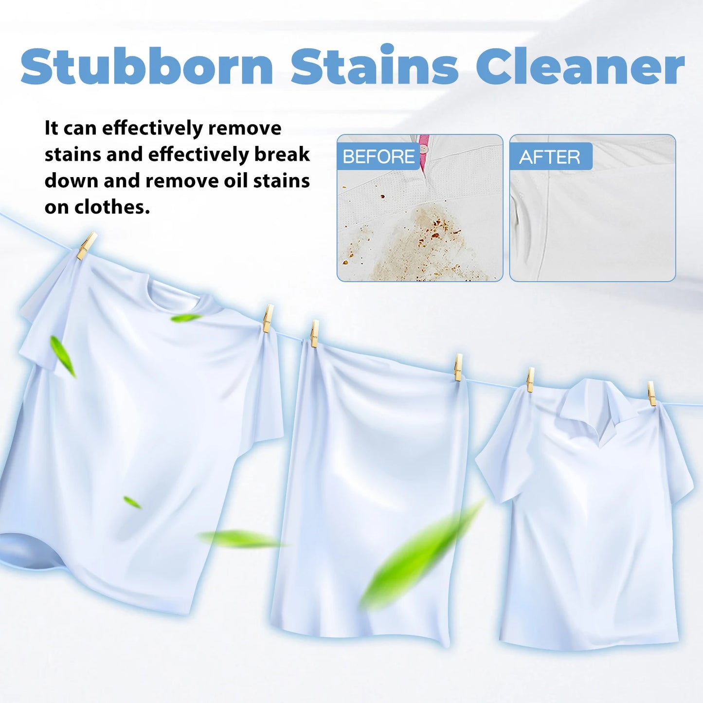 100ml Active Enzyme Laundry Stain Remover – Powerful Detergent for White Shirts, Coffee, Oil & Grease
