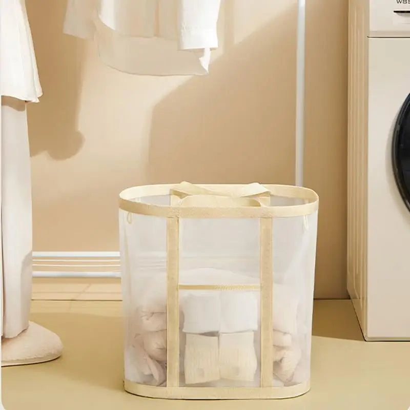 Foldable Mesh Laundry Hamper – Lightweight, Freestanding, Space-Saving Clothes Basket for Bedroom or Toy Storage