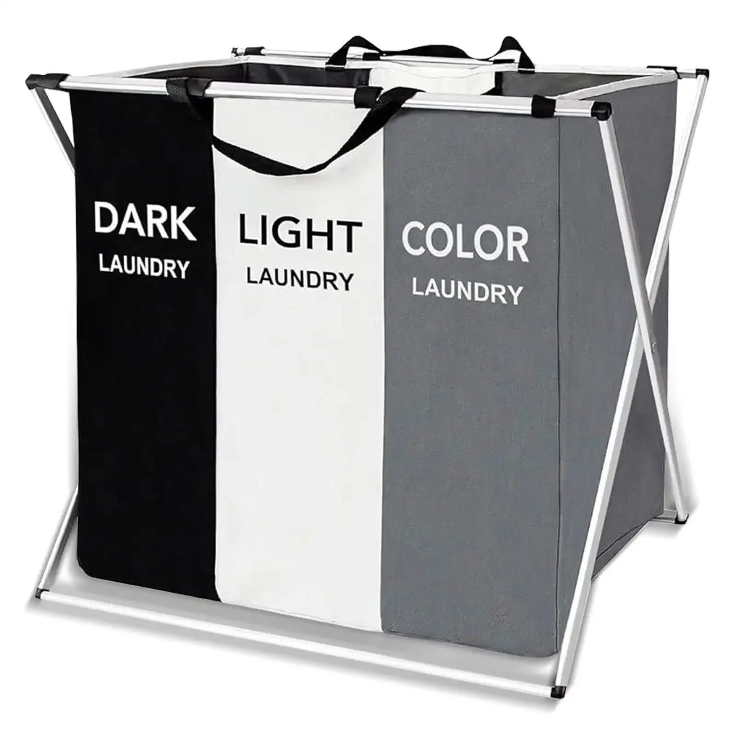 Collapsible 3-Section Laundry Hamper with Handles – Large Capacity, Foldable, Durable & Eco-Friendly Laundry Sorter for Home, Dorm & College