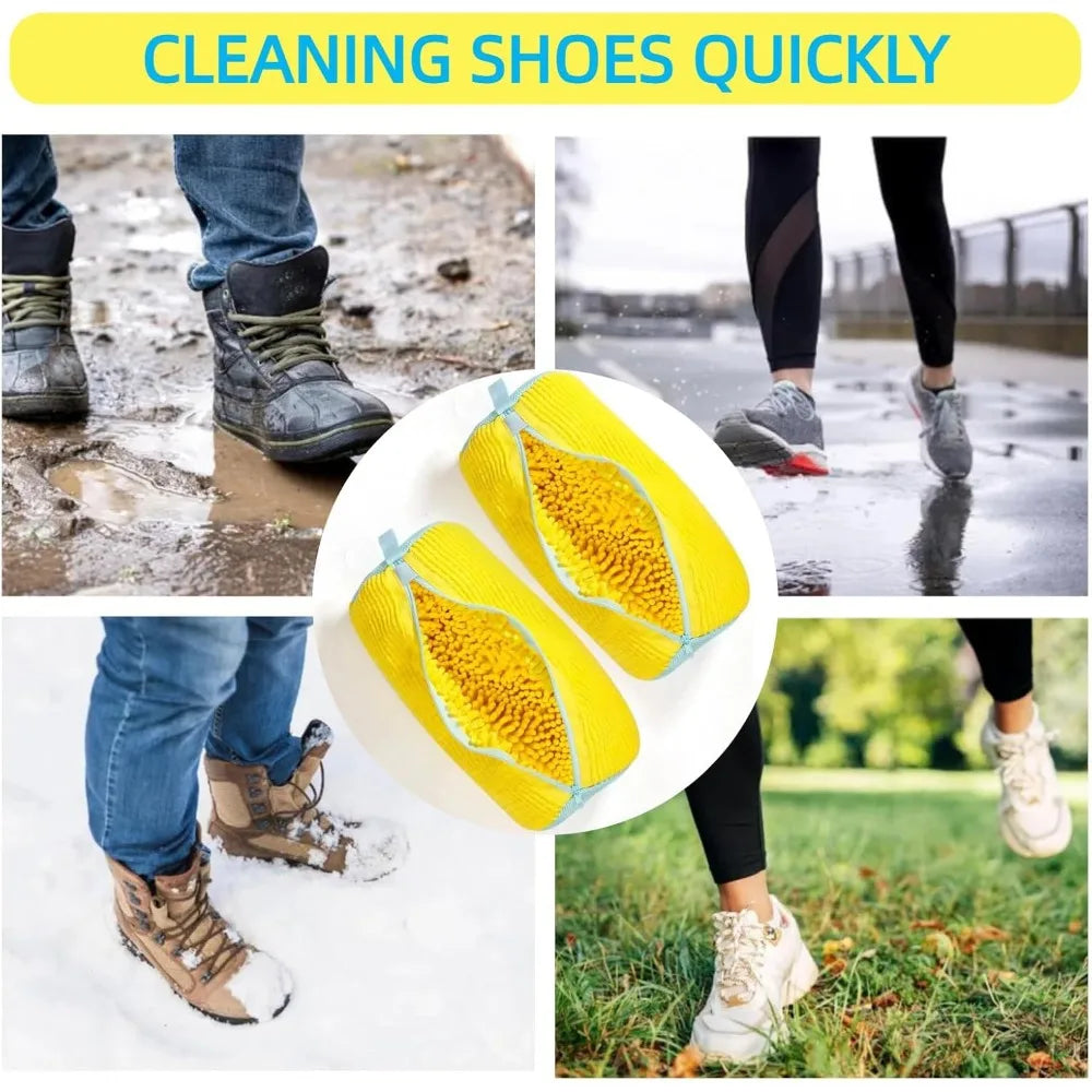 Durable Shoe Laundry Bag – Washable Mesh Bag for Sneakers & Casual Shoes, Yellow with Blue Zipper