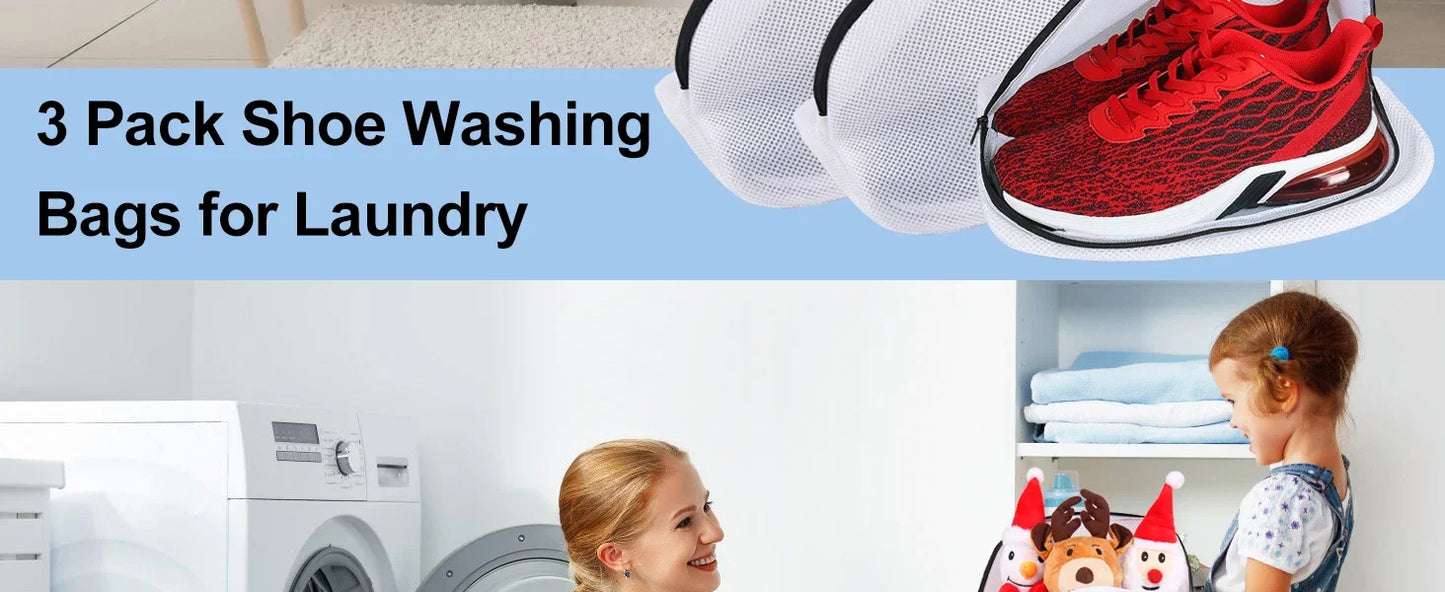 Mesh Shoe Washing Bag with Zipper – Laundry Organizer for Sneakers, Socks, Bras & Delicates