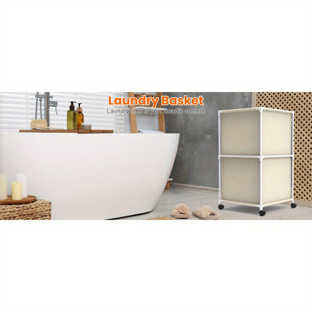 Ebeneze Rolling Laundry Hamper with Lid – Large Capacity Fabric Hamper with Wheels & Metal Frame for Bedroom, Bathroom & Laundry Room