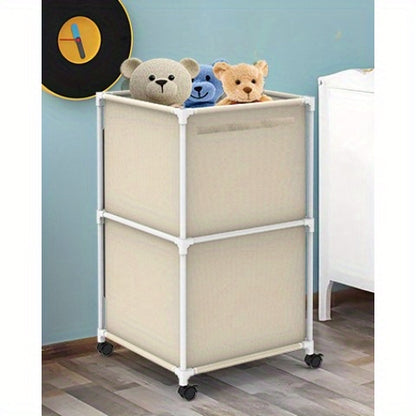 Ebeneze Rolling Laundry Hamper with Lid – Large Capacity Fabric Hamper with Wheels & Metal Frame for Bedroom, Bathroom & Laundry Room