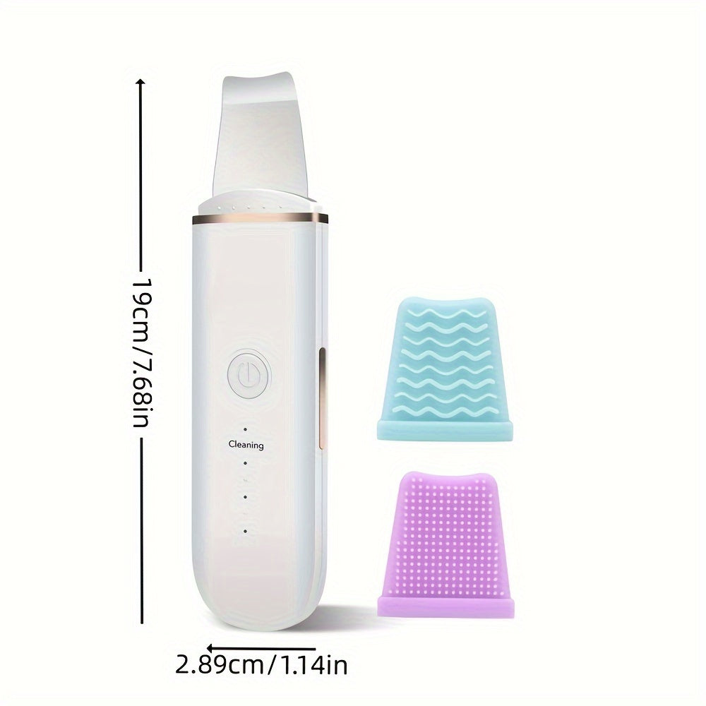 Ultrasonic Skin Scrubber – 4-Mode Facial Cleansing Tool with Blackhead Remover, Exfoliator & 2 Silicone Covers, USB Rechargeable