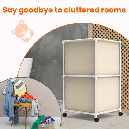 Ebeneze Rolling Laundry Hamper with Lid – Large Capacity Fabric Hamper with Wheels & Metal Frame for Bedroom, Bathroom & Laundry Room