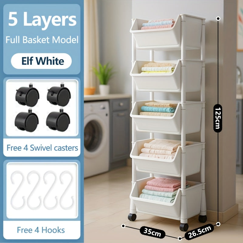 Large Rolling Laundry Hamper with Wheels – Foldable & Lightweight Storage Basket for Laundry, Books, or Snacks