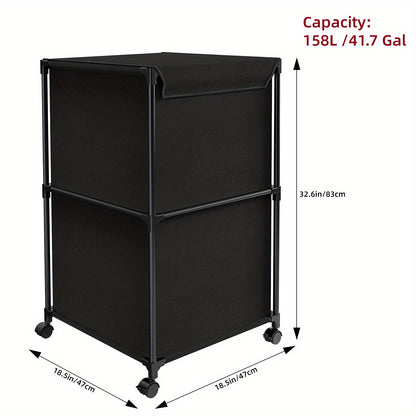 Ebeneze Rolling Laundry Hamper with Lid – Large Capacity Fabric Hamper with Wheels & Metal Frame for Bedroom, Bathroom & Laundry Room