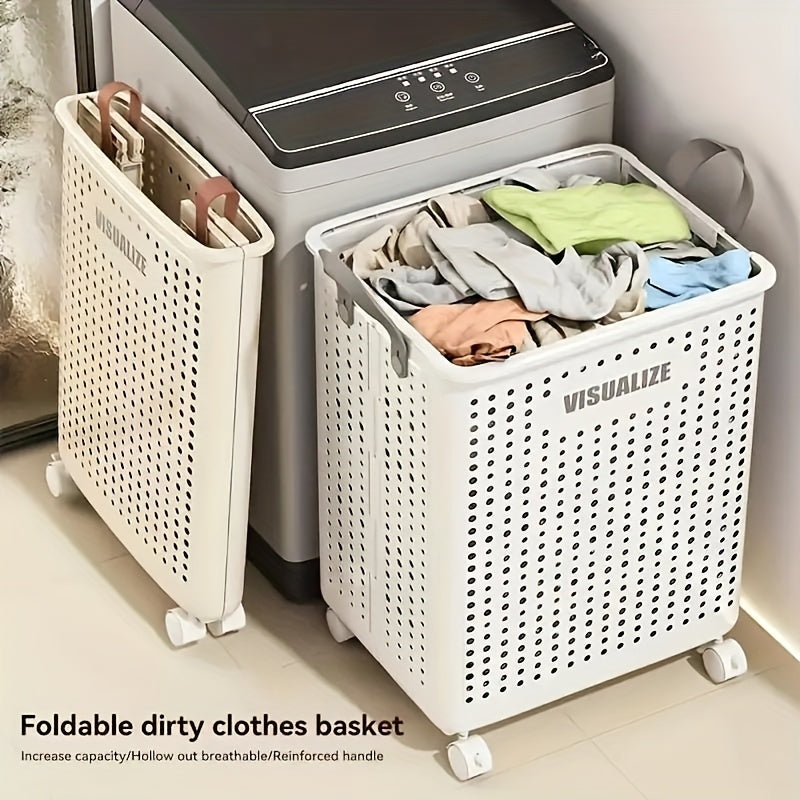Large Rolling Laundry Cart with Lid – Multi-Use Plastic Storage Bin with Handles for Clothes, Baby Supplies & Accessories