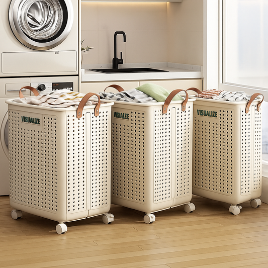 Large Rolling Laundry Cart with Lid – Multi-Use Plastic Storage Bin with Handles for Clothes, Baby Supplies & Accessories
