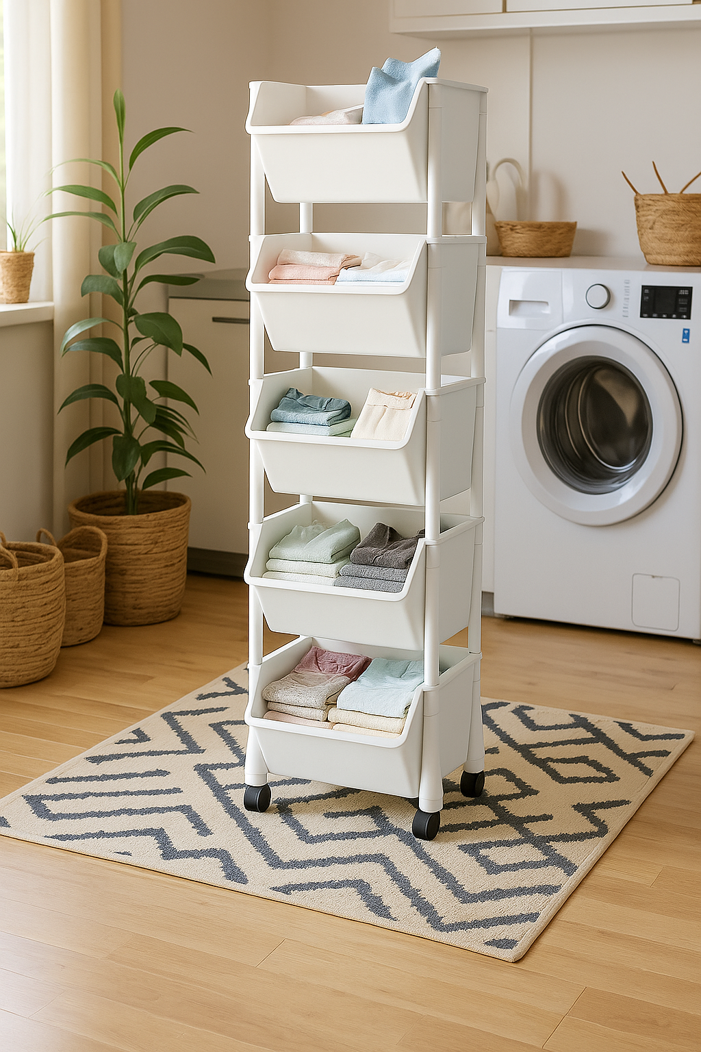 Large Rolling Laundry Hamper with Wheels – Foldable & Lightweight Storage Basket for Laundry, Books, or Snacks