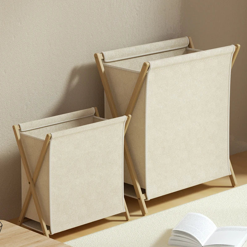 Foldable Bamboo Laundry Hamper with Lid – Dirty Clothes Organizer with Handles for Home, Hotel & Storage Use