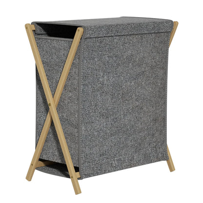 Foldable Bamboo Laundry Hamper with Lid – Dirty Clothes Organizer with Handles for Home, Hotel & Storage Use