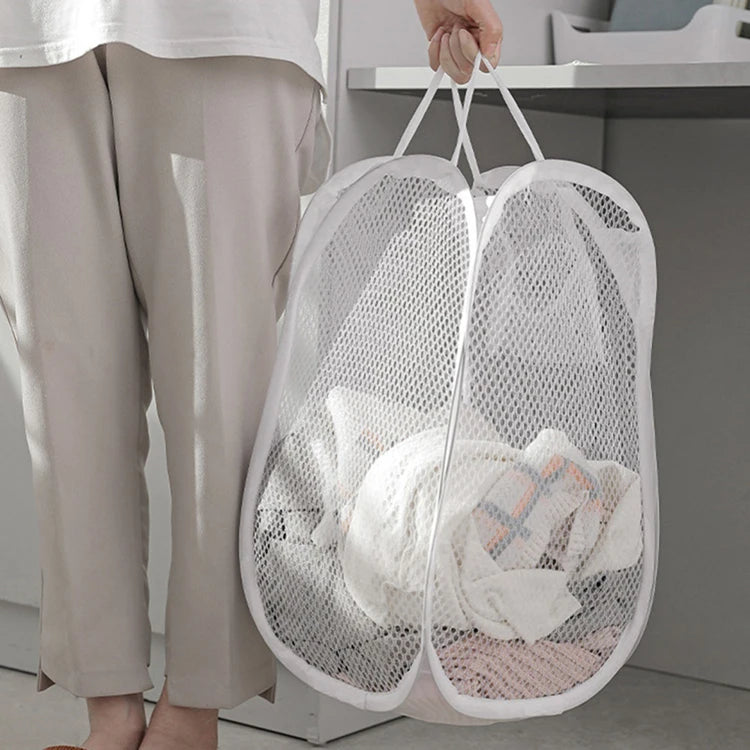 Foldable Mesh Laundry Hamper – Breathable, Portable & Space-Saving Basket