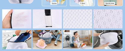 Mesh Shoe Washing Bag with Zipper – Laundry Organizer for Sneakers, Socks, Bras & Delicates