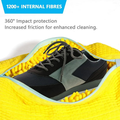 Durable Shoe Laundry Bag – Washable Mesh Bag for Sneakers & Casual Shoes, Yellow with Blue Zipper