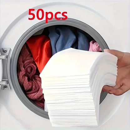 50-Pack Color Absorbing Laundry Sheets – Dye-Resistant, No-Chemical, Fade Protection for Mixed Loads