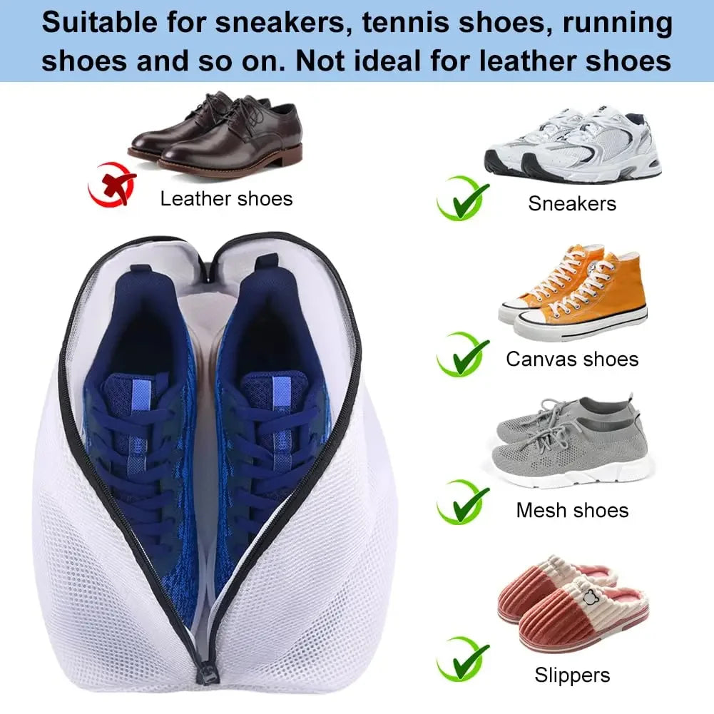 Mesh Shoe Washing Bag with Zipper – Laundry Organizer for Sneakers, Socks, Bras & Delicates