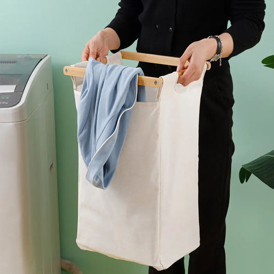 Bamboo Frame Laundry Hamper with Dual Removable Bags – 2-Section Clothes Sorter with Storage Shelf