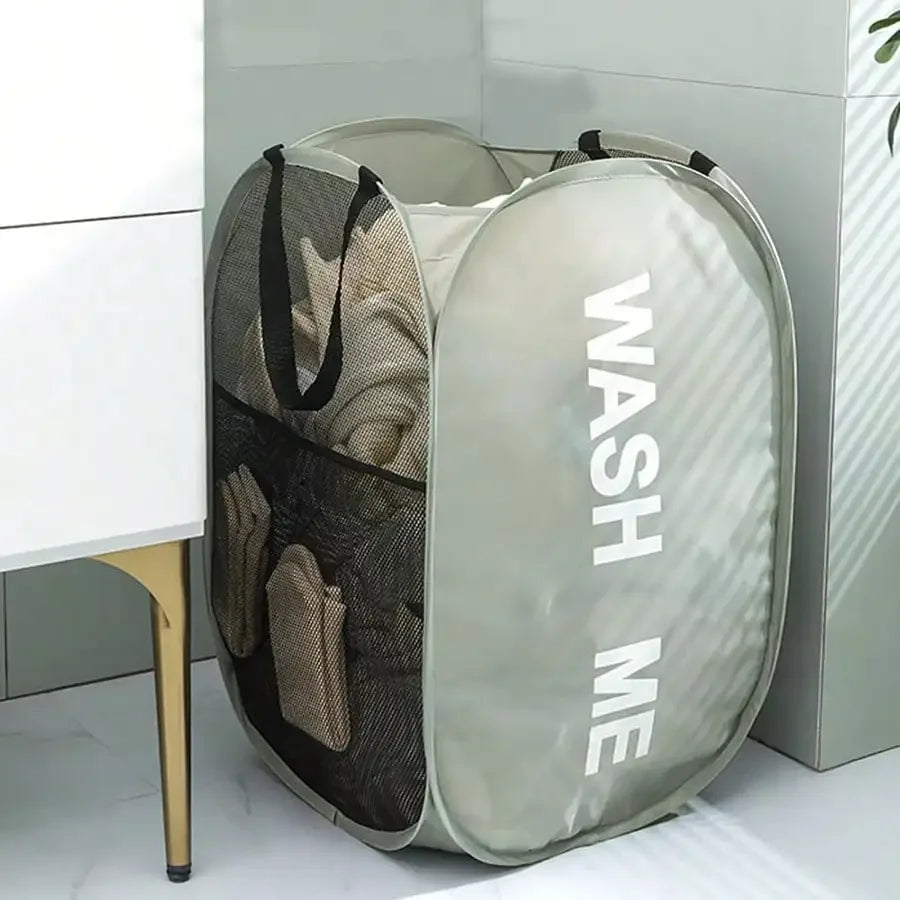 Foldable Mesh Laundry Hamper – Breathable, Portable & Space-Saving Basket
