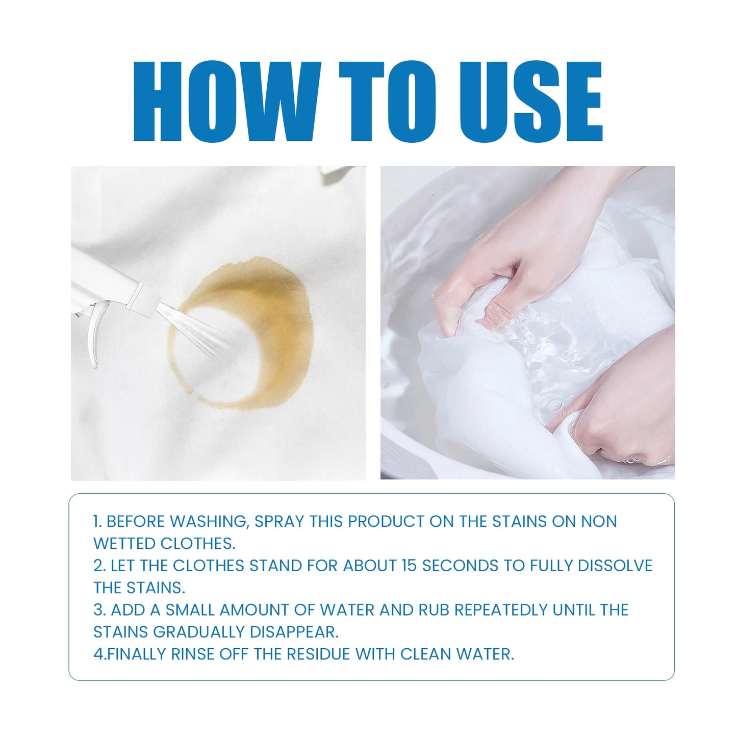 100ml Multipurpose Laundry Stain Remover Spray – Quick Oil & Sweat Cleaner for Clothes