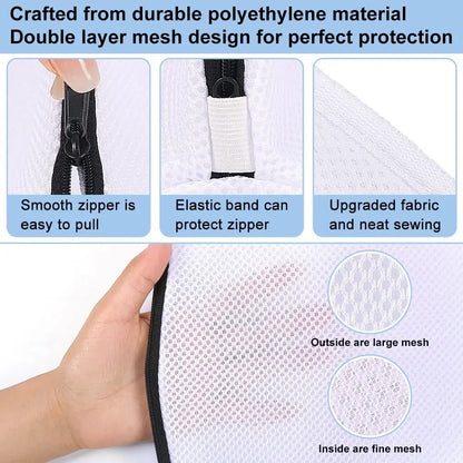 Mesh Shoe Washing Bag with Zipper – Laundry Organizer for Sneakers, Socks, Bras & Delicates
