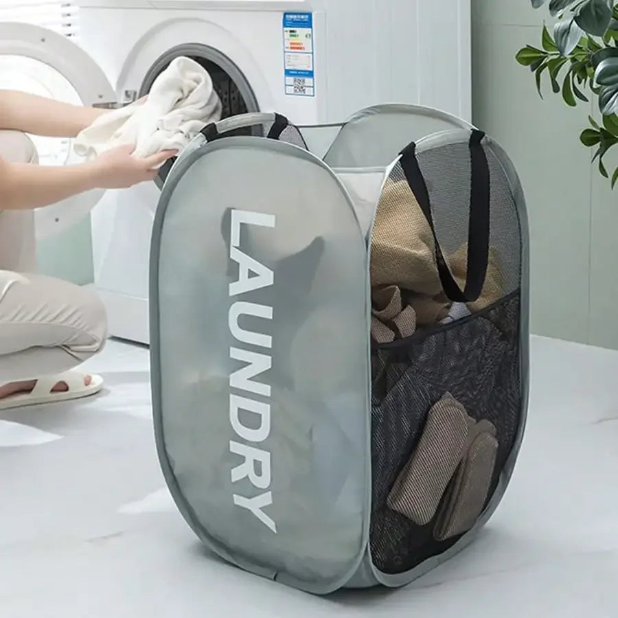Foldable Mesh Laundry Hamper – Breathable, Portable & Space-Saving Basket