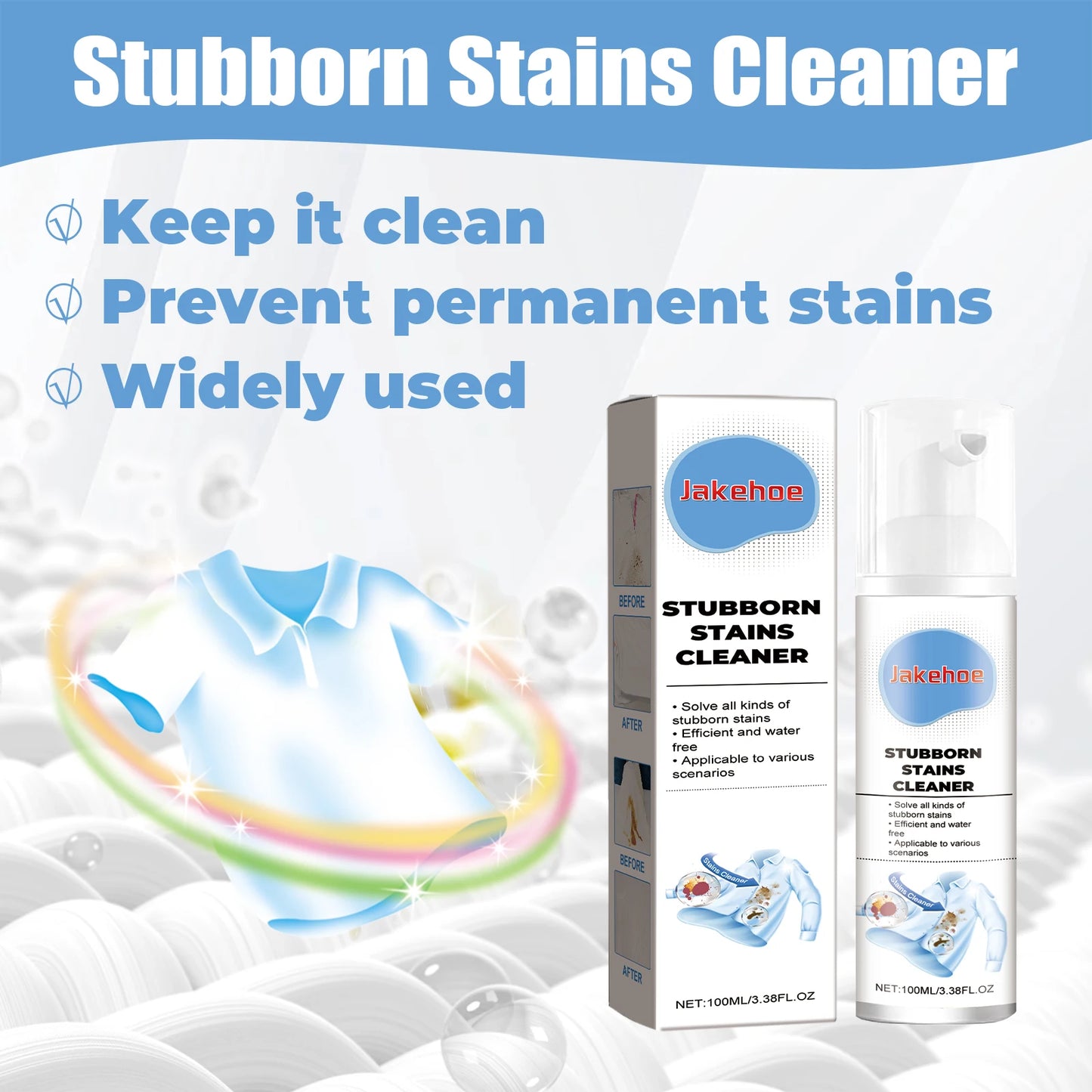 100ml Active Enzyme Laundry Stain Remover – Powerful Detergent for White Shirts, Coffee, Oil & Grease