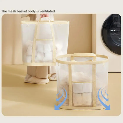 Foldable Mesh Laundry Hamper – Lightweight, Freestanding, Space-Saving Clothes Basket for Bedroom or Toy Storage