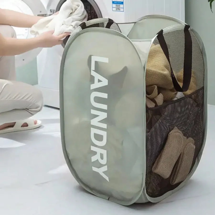 Foldable Mesh Laundry Hamper – Breathable, Portable & Space-Saving Basket