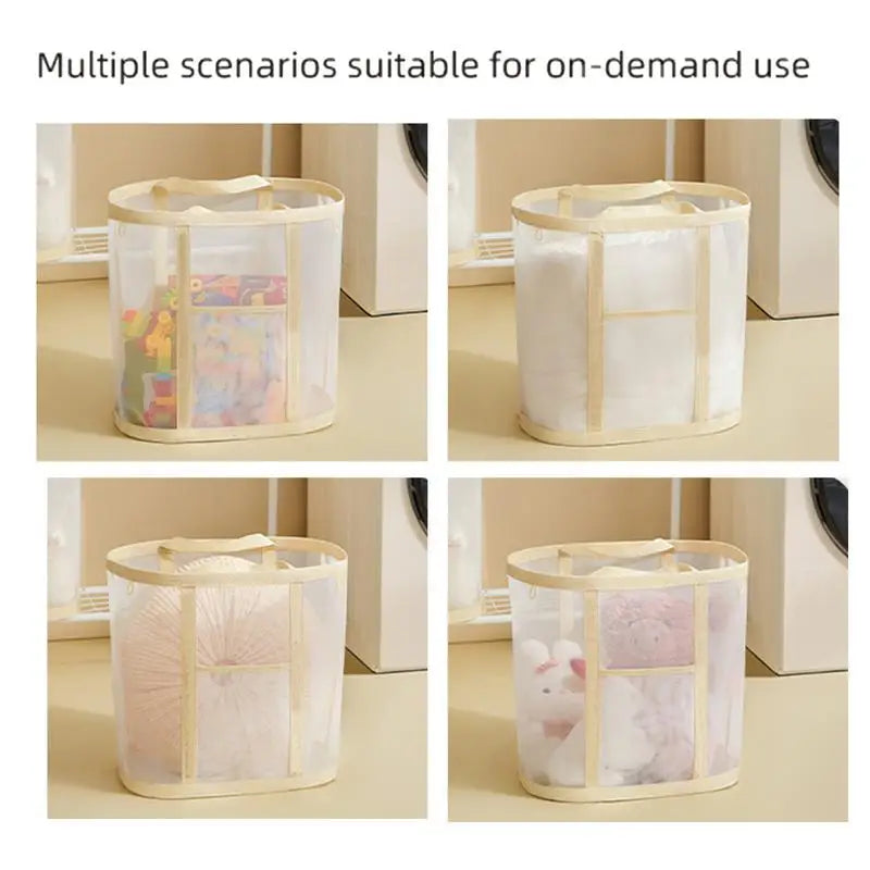 Foldable Mesh Laundry Hamper – Lightweight, Freestanding, Space-Saving Clothes Basket for Bedroom or Toy Storage