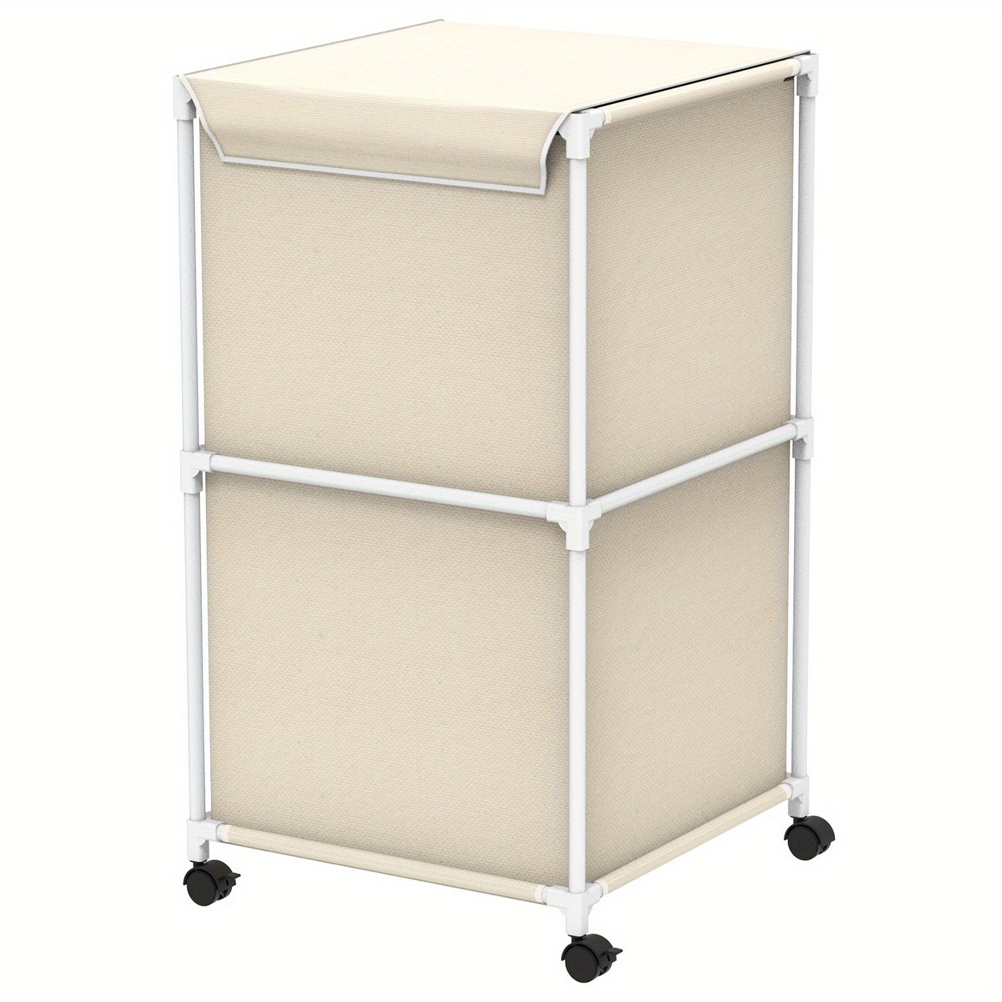Ebeneze Rolling Laundry Hamper with Lid – Large Capacity Fabric Hamper with Wheels & Metal Frame for Bedroom, Bathroom & Laundry Room