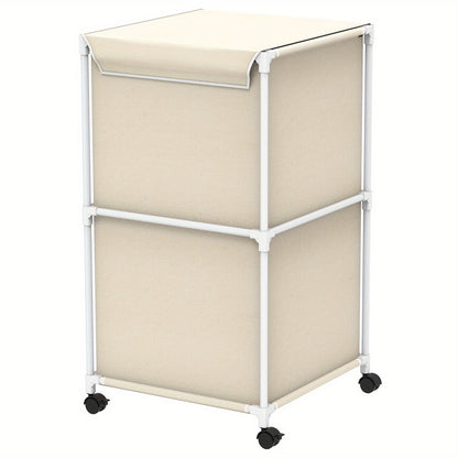 Ebeneze Rolling Laundry Hamper with Lid – Large Capacity Fabric Hamper with Wheels & Metal Frame for Bedroom, Bathroom & Laundry Room