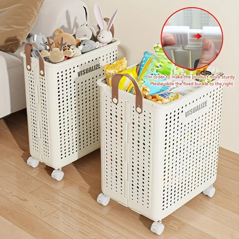 Large Rolling Laundry Cart with Lid – Multi-Use Plastic Storage Bin with Handles for Clothes, Baby Supplies & Accessories